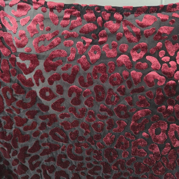 Forever 21 sheer leapard velvet Burgundy red V neck bodysuit - Picture 7 of 8